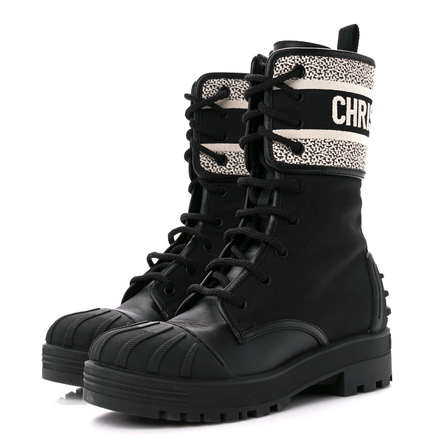 Christian Dior Calfskin Technical Fabric D-Major Ankle Boots 35 Black White 3 of 10