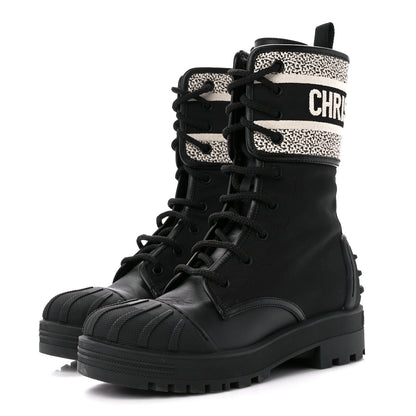 Christian Dior Calfskin Technical Fabric D-Major Ankle Boots 35 Black White 3 of 10