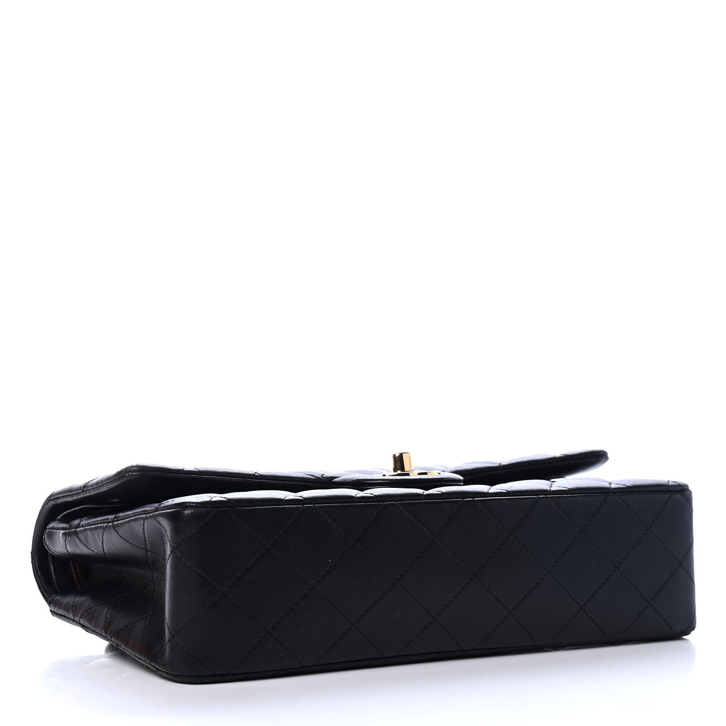 Lambskin Quilted Medium Double Flap Black