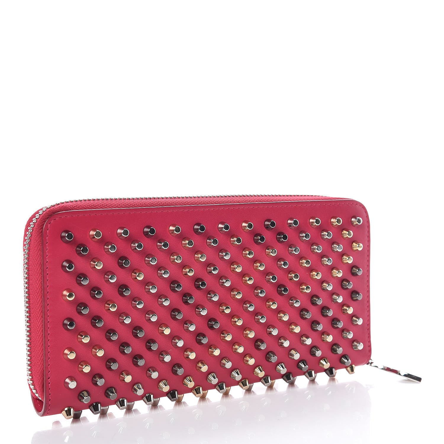 Christian Louboutin Calfskin Panettone Spiked Zip Around Wallet Rosa 3 of 10