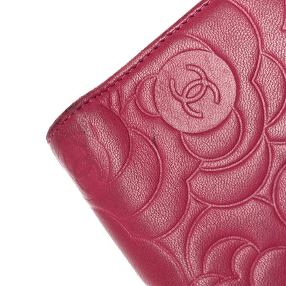 Chanel Lambskin Embossed Camellia Large Gusset Flap Wallet Pink 11 of 12