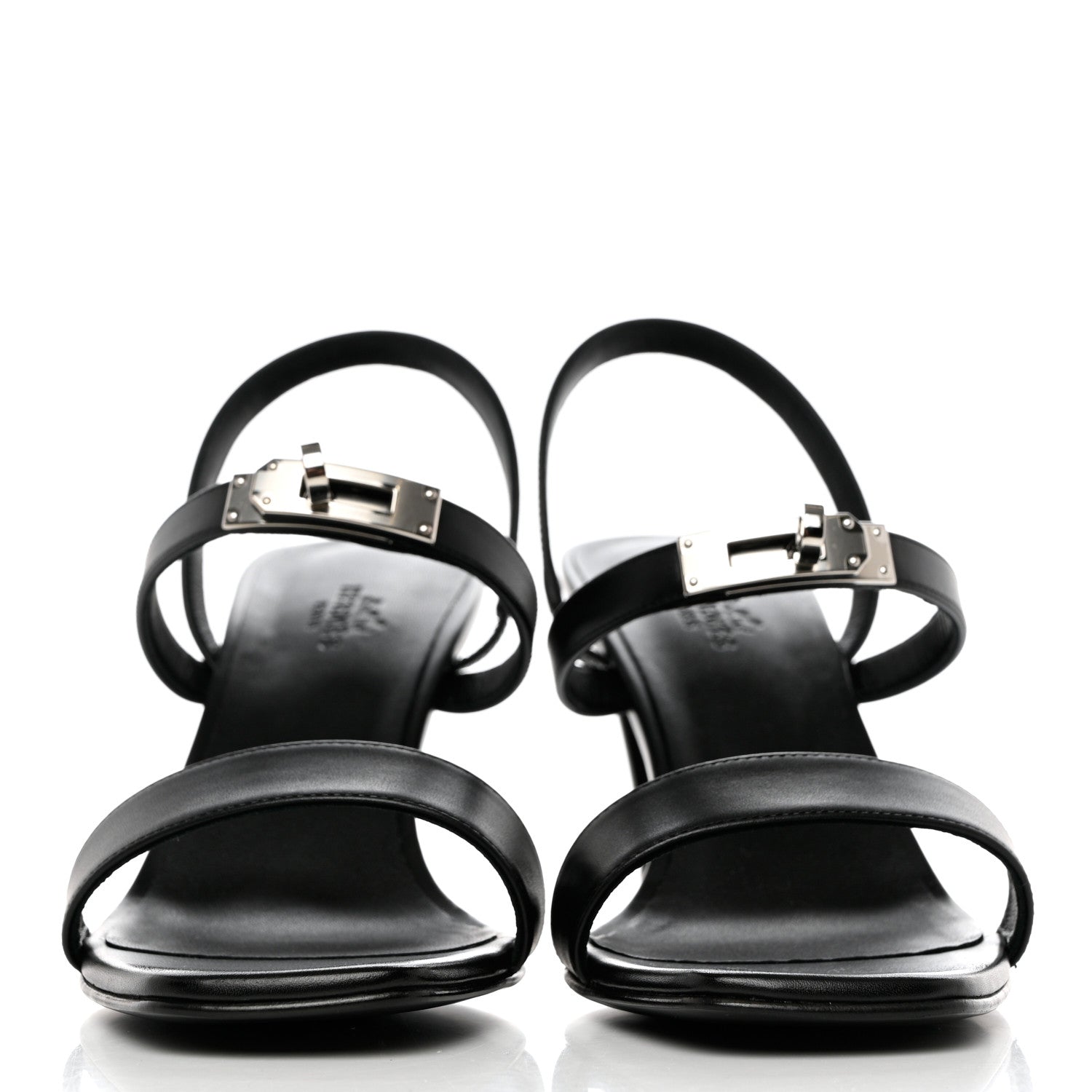 Hermes Calfskin Glamour 75 Sandals 40 Black 2 of 9