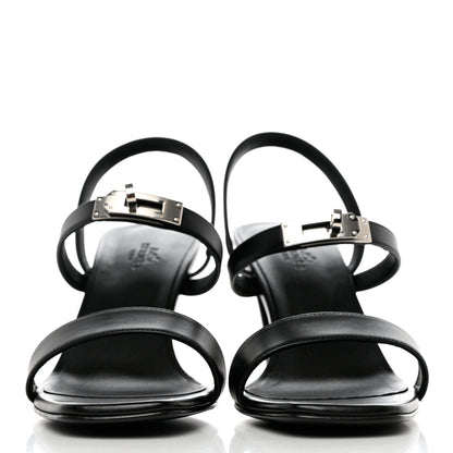 Hermes Calfskin Glamour 75 Sandals 40 Black 2 of 9