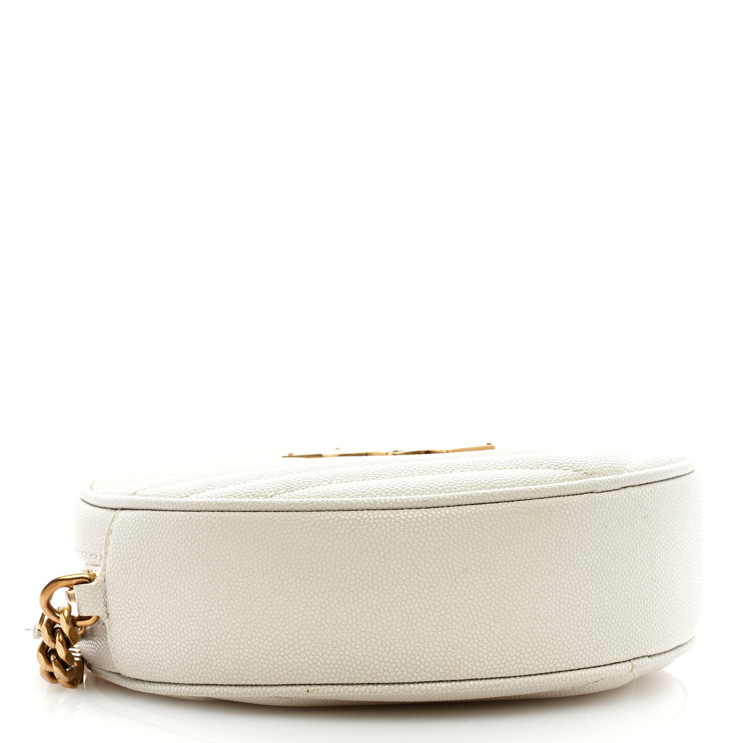 Grain De Poudre Matelasse Chevron Quilted Round Vinyle Camera Bag White