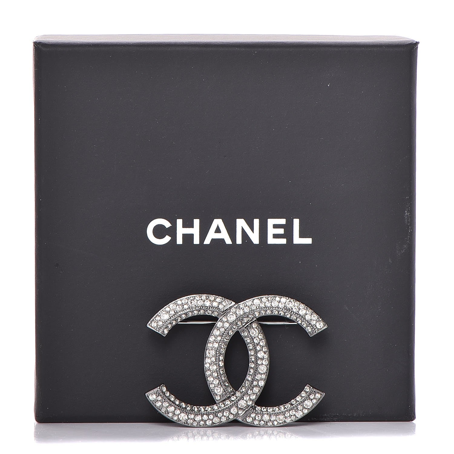 Chanel Ruthenium Crystal CC Brooch Grey 5 of 5