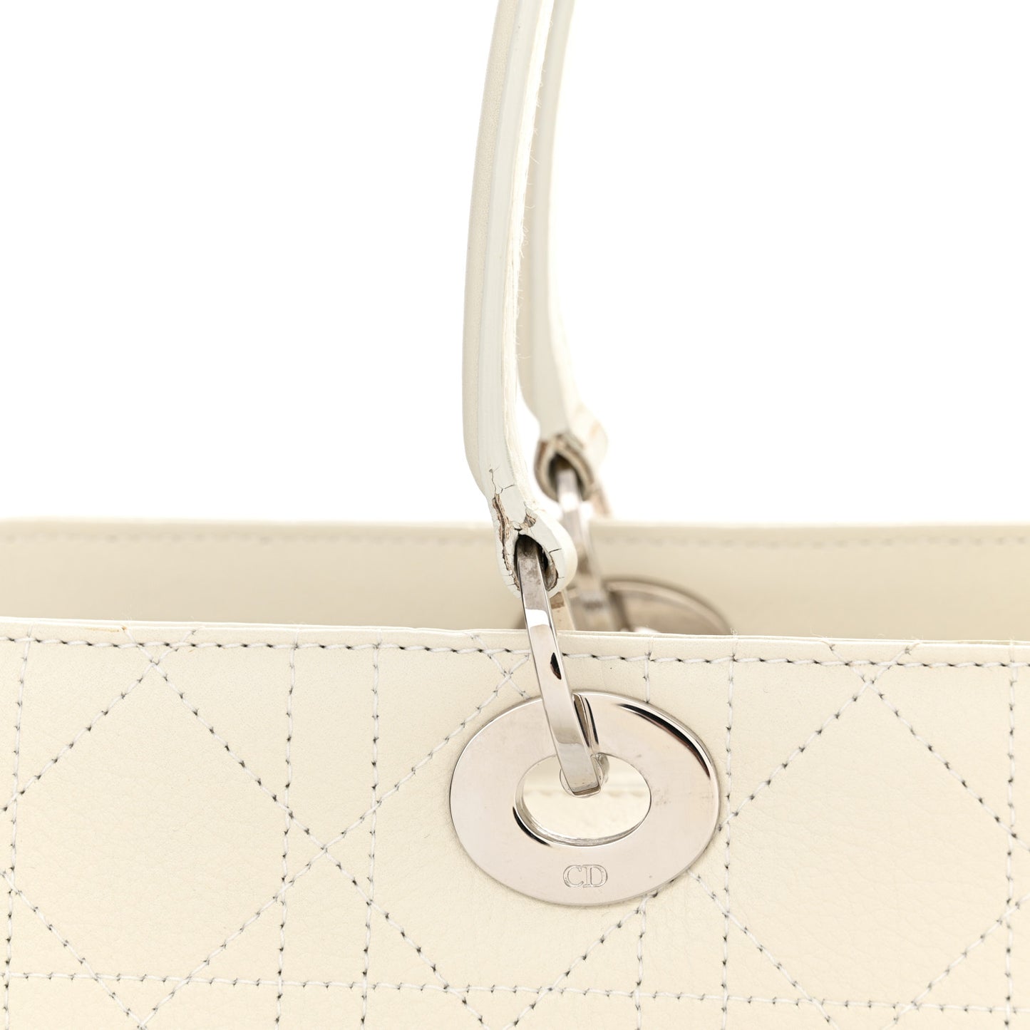Lambskin Cannage Soft Lady Dior East West White