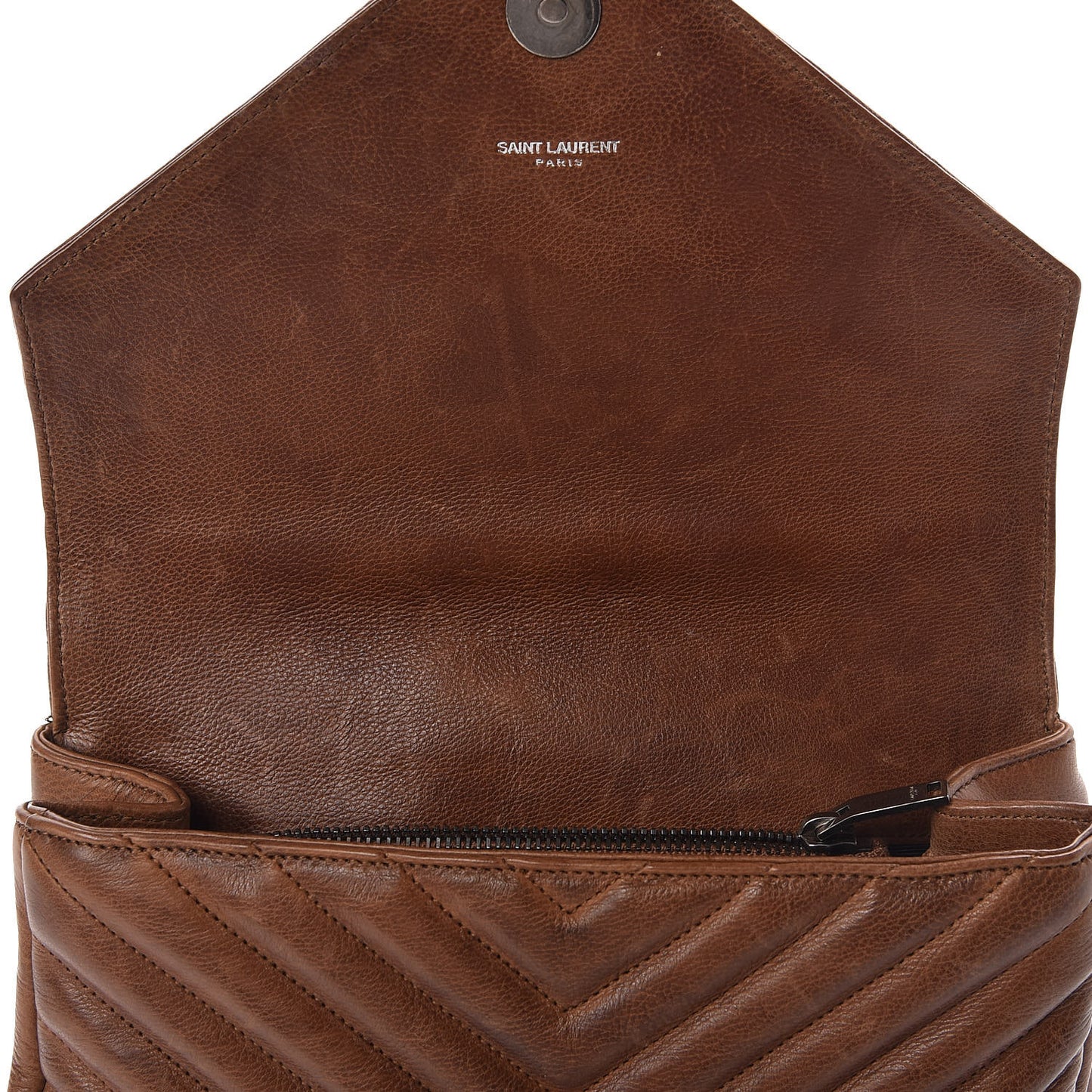 Calfskin Matelasse Chevron Monogram Medium College Bag Cognac