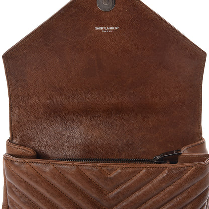 Saint Laurent Calfskin Matelasse Chevron Monogram Medium College Bag Cognac 9 of 20