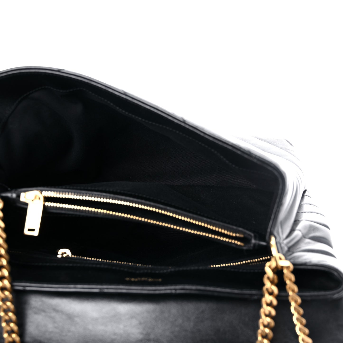 Calfskin Y Quilted Monogram Medium Loulou Chain Satchel Black