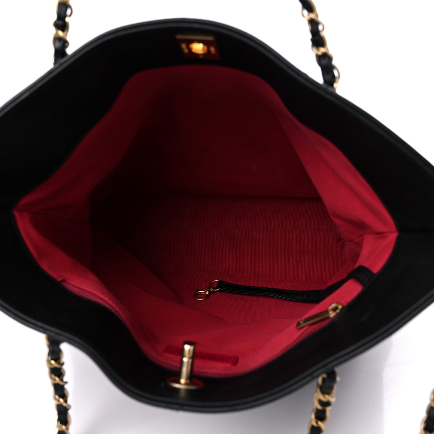 Calfskin Stitched Medium Shopping Tote Black