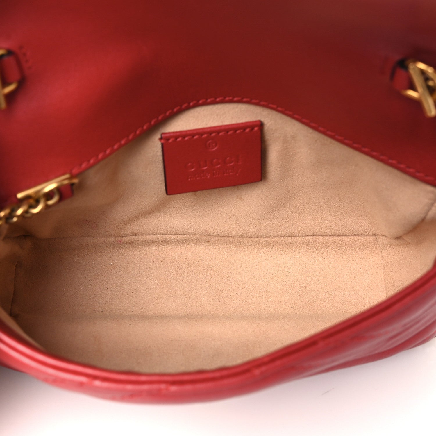 Gucci Calfskin Matelasse Super Mini GG Marmont Shoulder Bag Hibiscus Red 5 of 10