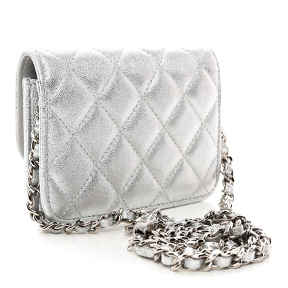 Chanel Metallic Goatskin Quilted Star Flap Waist Belt Bag Silver 3 of 12