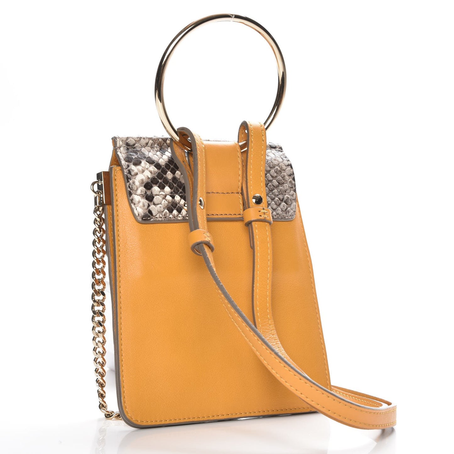 Suede Calfskin Python Embossed Mini Faye Bracelet Bag Sunflower
