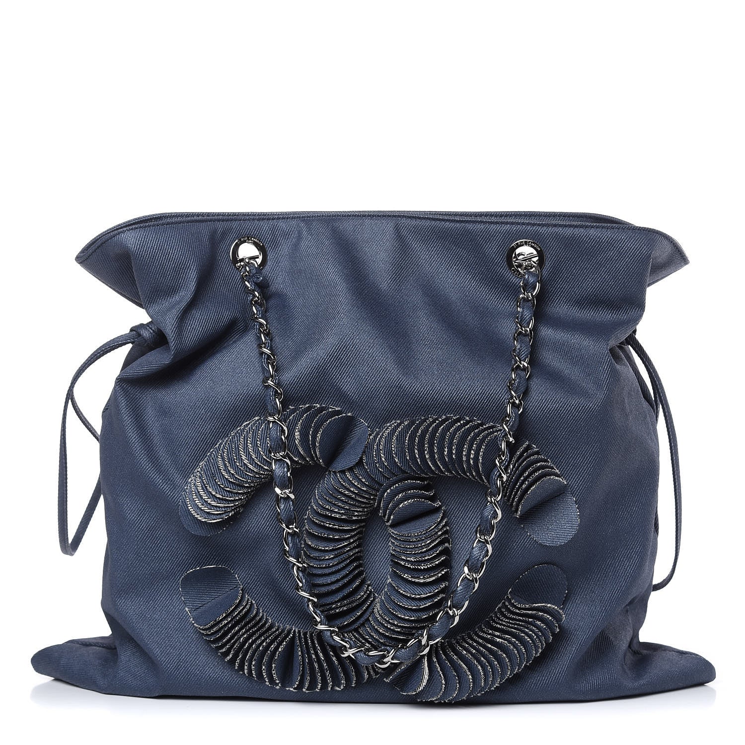 Chanel Denim Large CC Discus Tote Blue 1 of 7