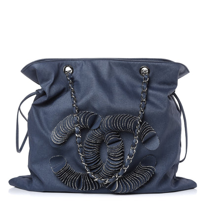 Chanel Denim Large CC Discus Tote Blue 1 of 7