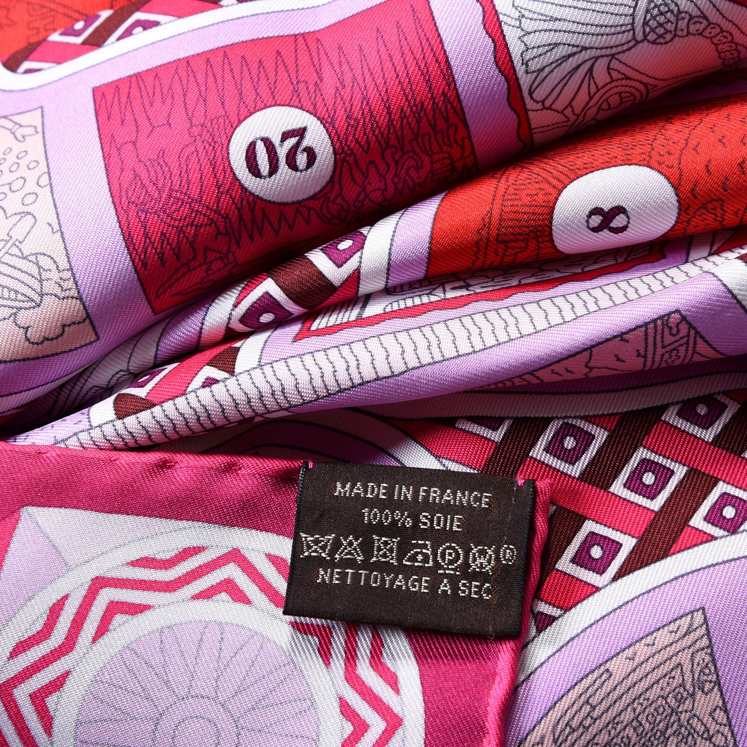 Hermes Silk Le Tour Du Monde En 63 Cases Scarf 90 Fuchsia Mauve White 5 of 5