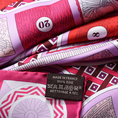 Hermes Silk Le Tour Du Monde En 63 Cases Scarf 90 Fuchsia Mauve White 5 of 5