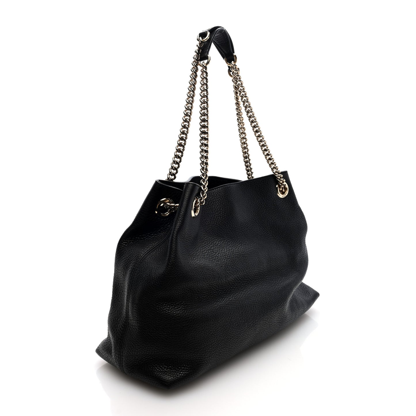 Pebbled Calfskin Medium Soho Chain Shoulder Bag Black