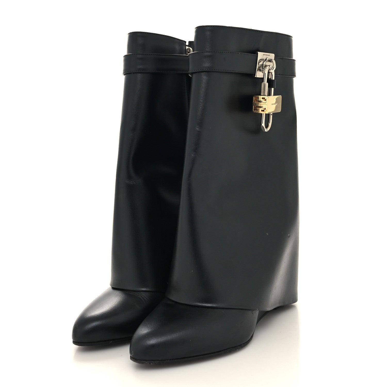 Givenchy Calfskin Shark Lock Ankle Boots 38.5 Black 3 of 8