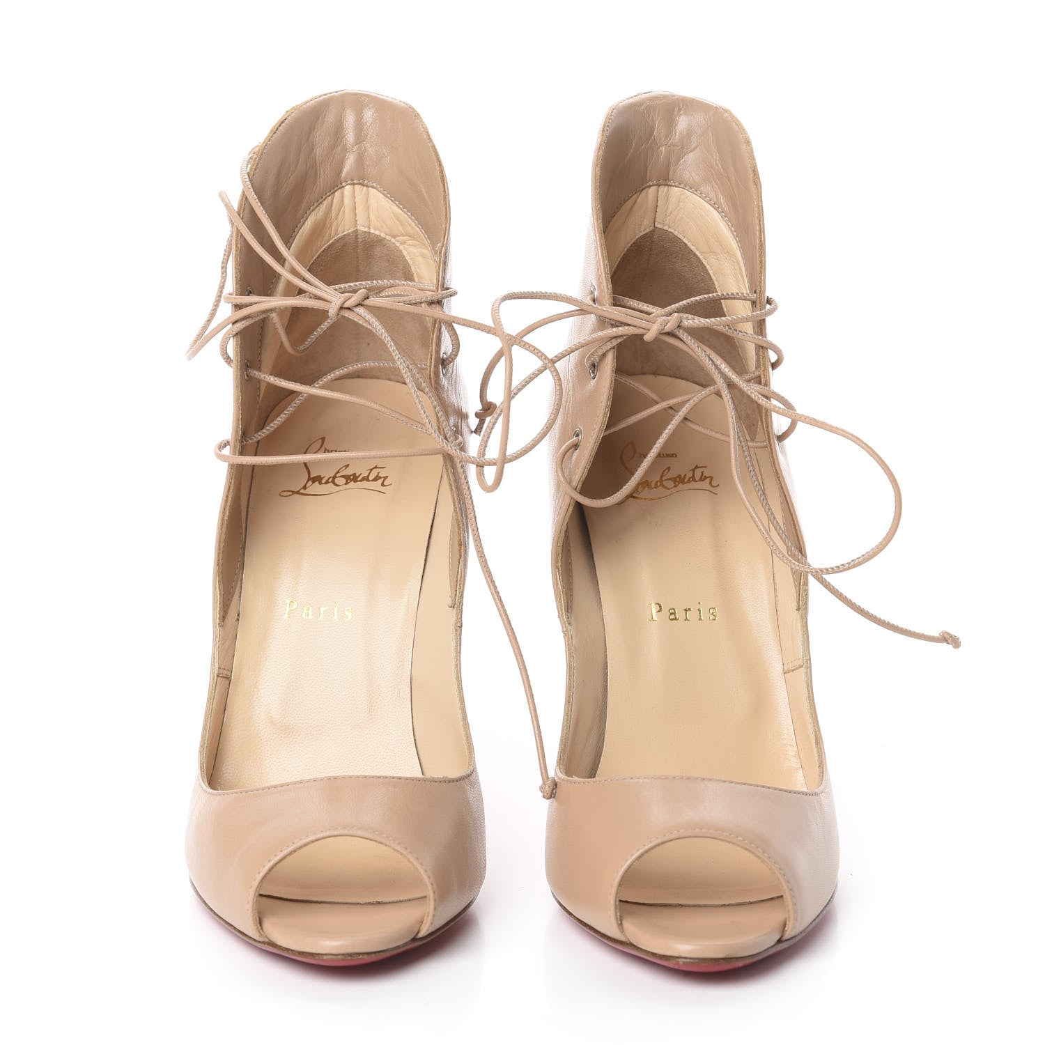 Christian Louboutin Kid Mega Vamp 100 Lace Up Pumps 39 Nude 2 of 7