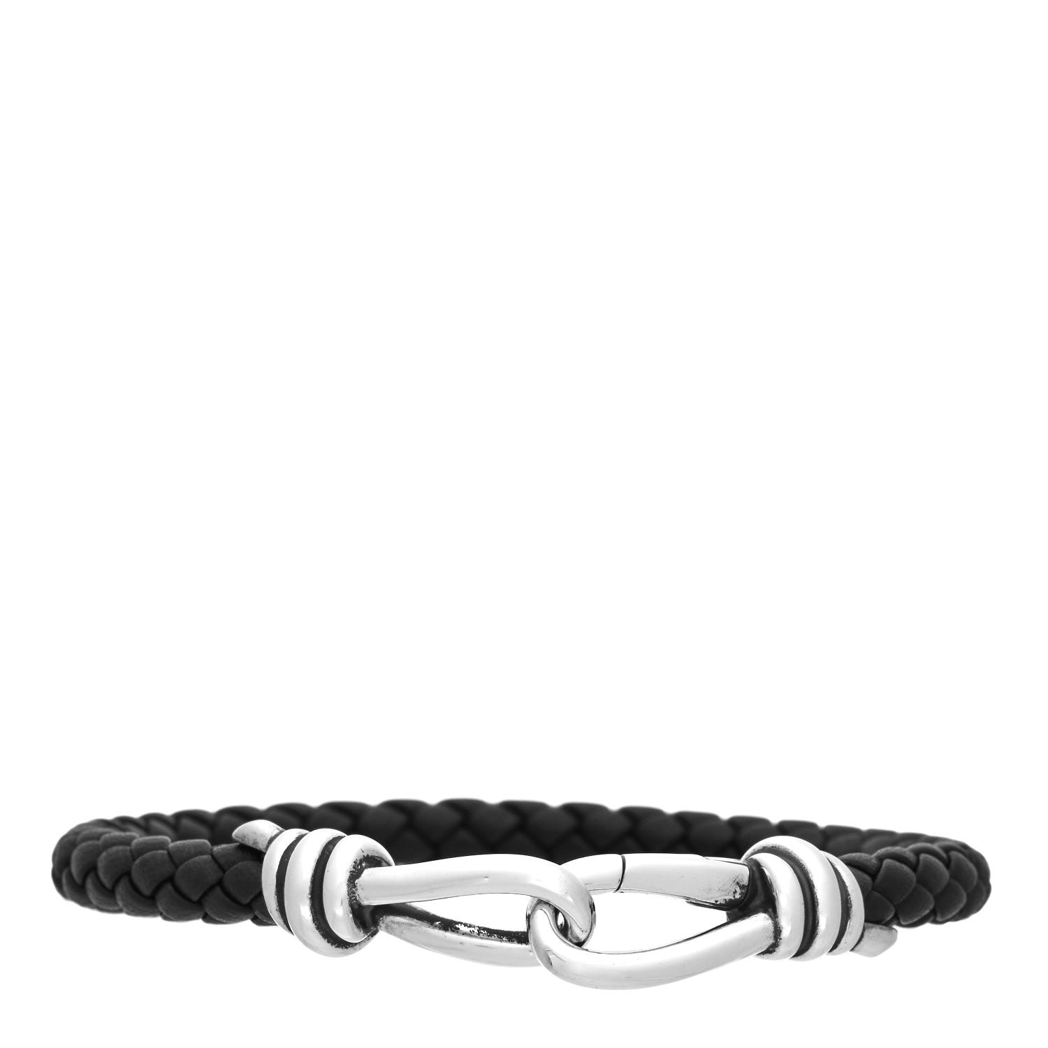 Tiffany Sterling Silver Calfskin Paloma Picasso Knot Single Braid Bracelet Black 1 of 4