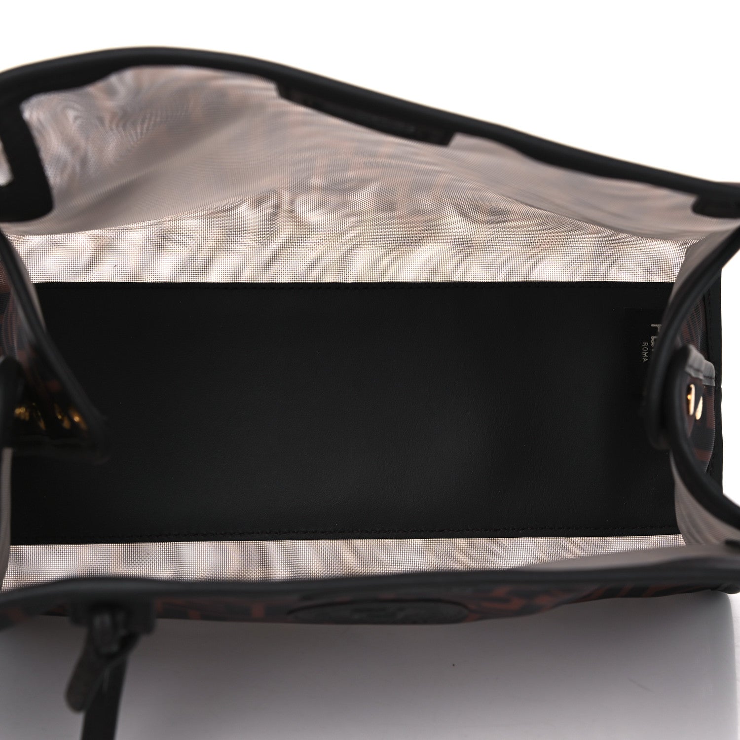 Fendi Mesh Vitello Century FF 1974 Mini Peekaboo Defender Cover Marrone Black Ebano 4 of 4
