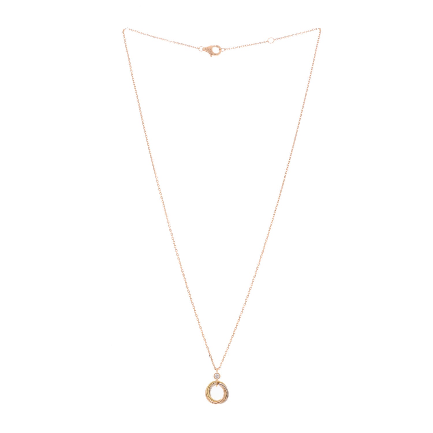 Cartier 18K Pink Yellow White Gold Diamond Trinity Pendant Necklace 2 of 4