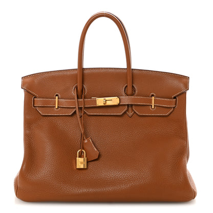 Hermes Taurillon Clemence BIRKIN 35 Gold 1 of 10