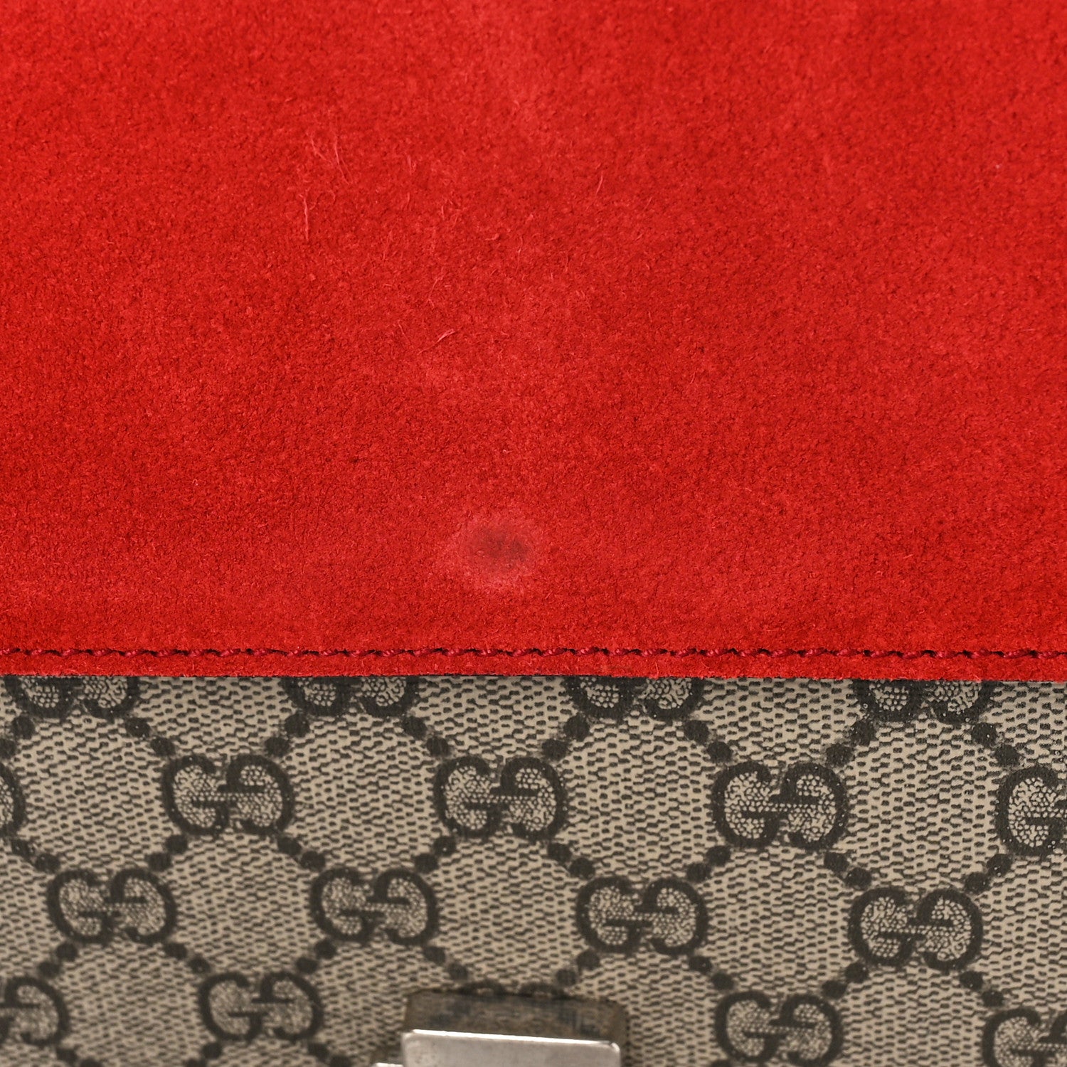 Gucci GG Supreme Monogram Suede Small Dionysus Shoulder Bag Beige Ebony Vulcanic Red 11 of 11