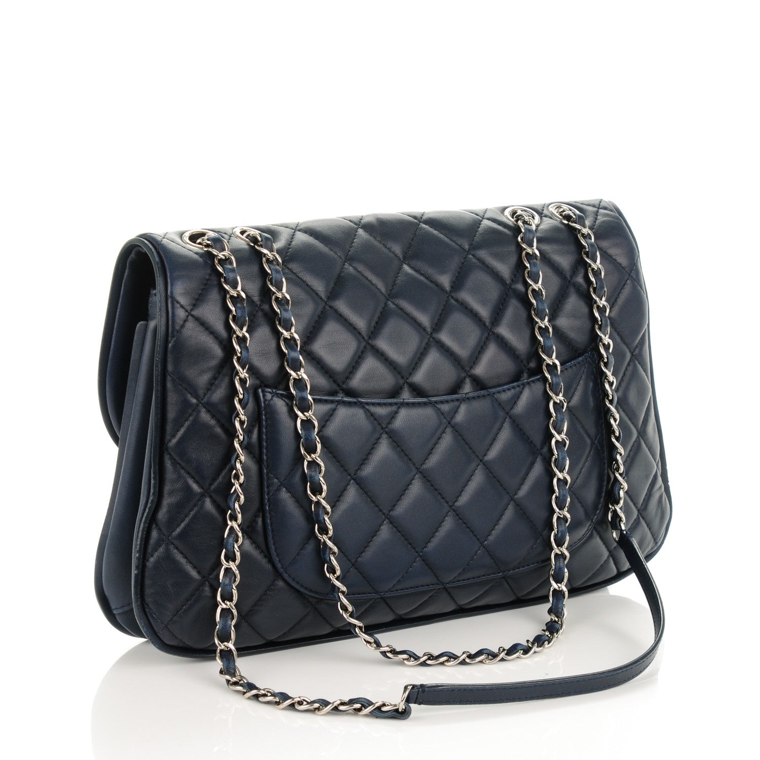 Chanel Lambskin Quilted Large Pagode Piping Flap Dark Navy Blue 3 of 7