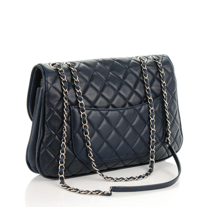 Chanel Lambskin Quilted Large Pagode Piping Flap Dark Navy Blue 3 of 7