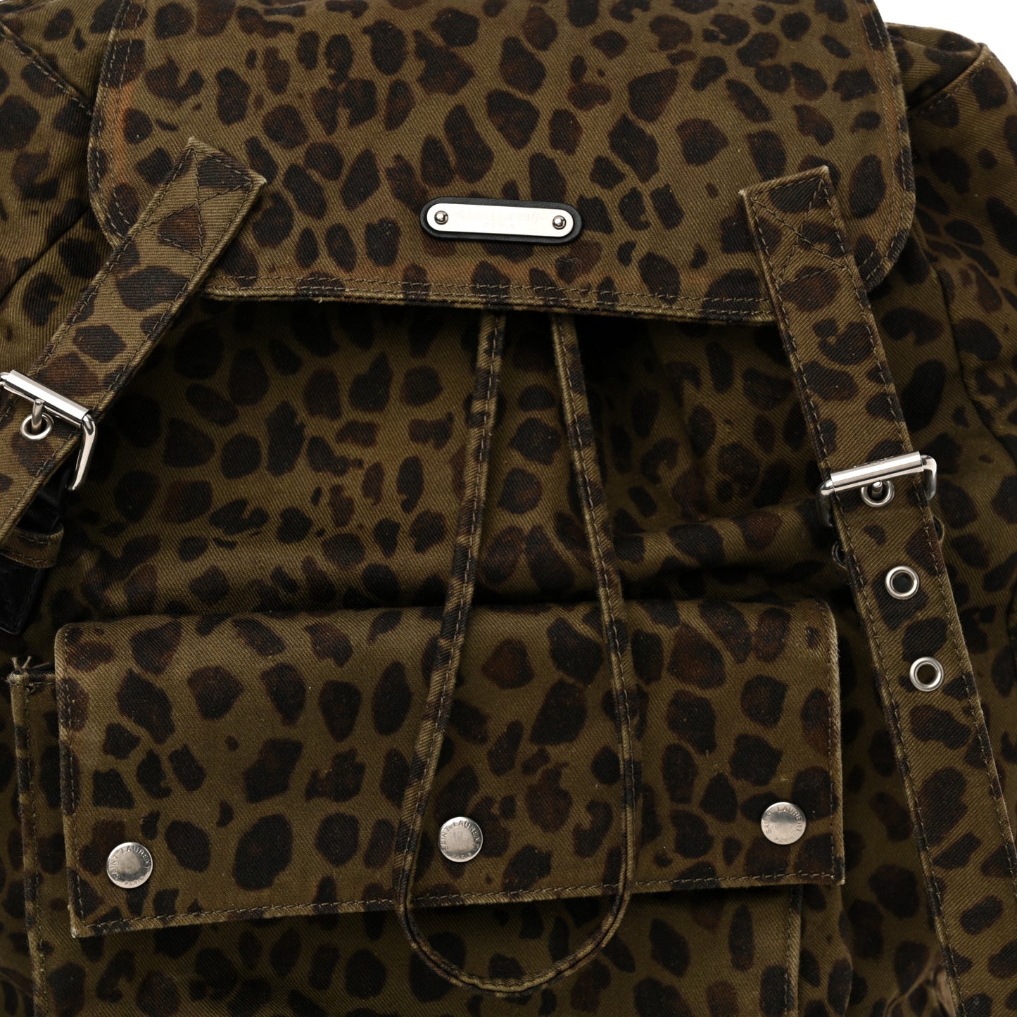 Gabardine Leopard Noe Backpack Khaki Black