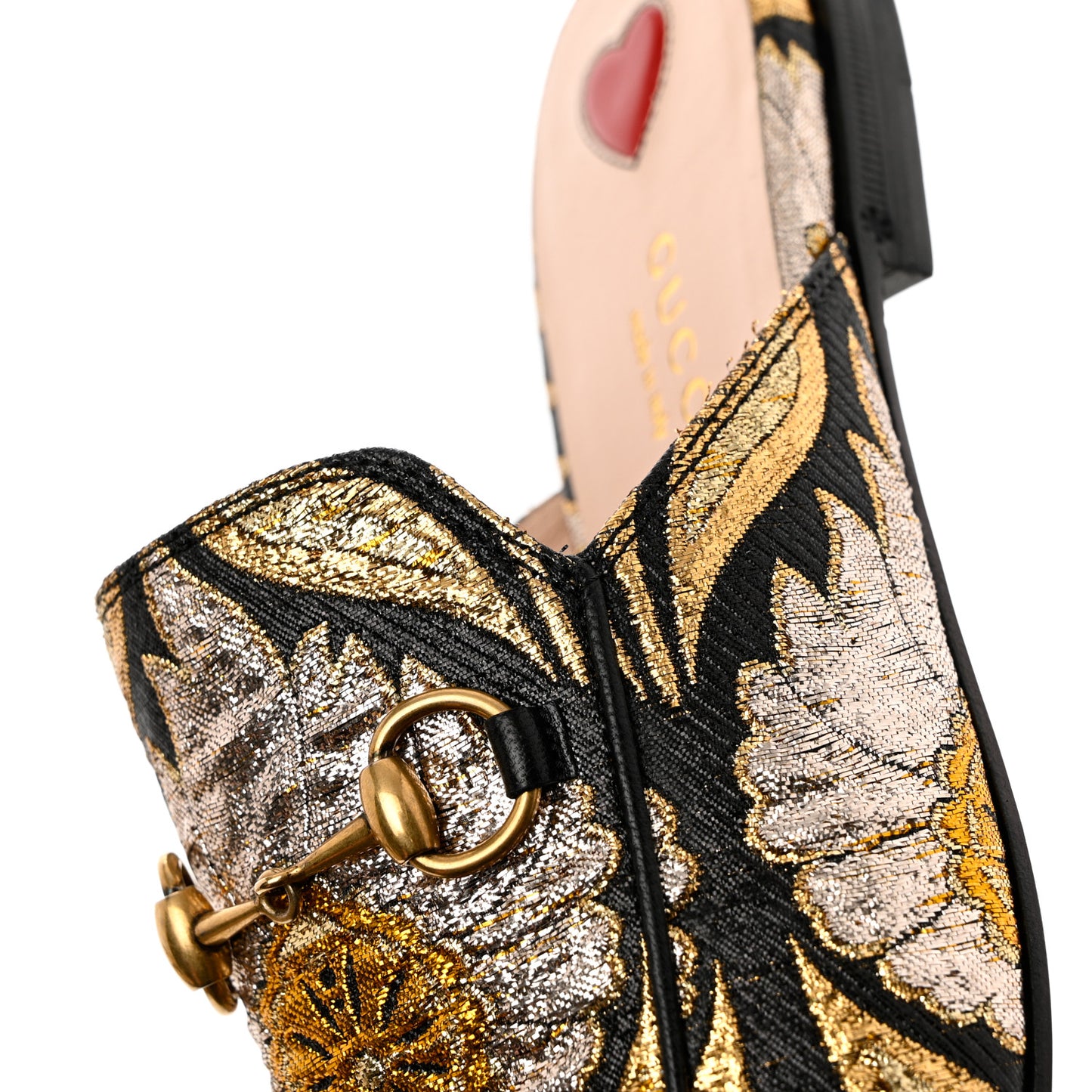 Jacquard Floral Womens Princetown Slippers 36.5 Oro Black