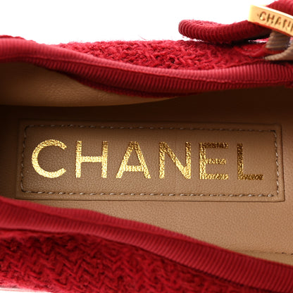 Chanel Wool Tweed Patent Mary Jane Flats 36 Red 8 of 10