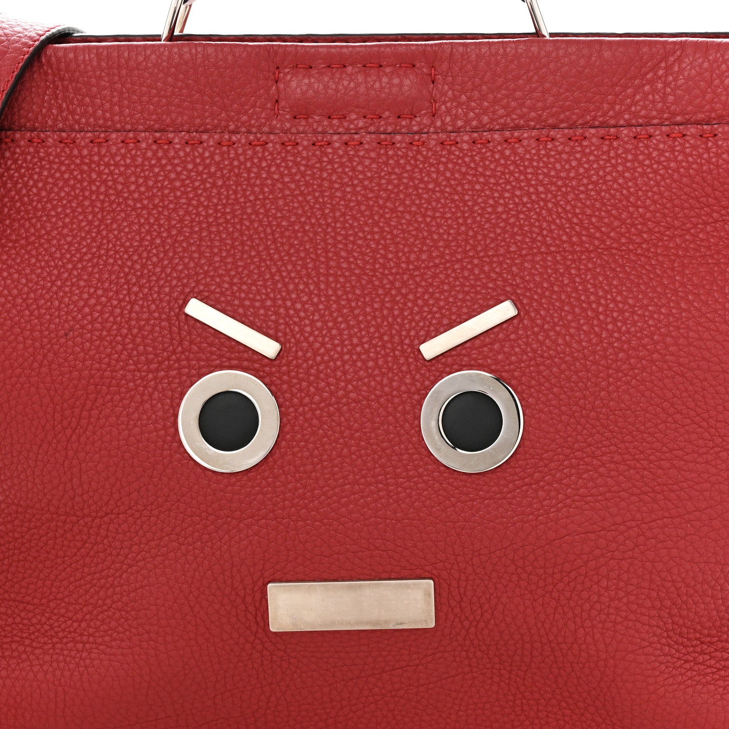 Fendi Cuoio Romano Selleria Mens Large Faces Peekaboo Iconic Essential Satchel Rosso 10 of 12