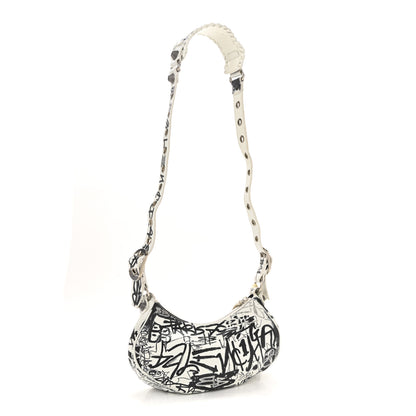 Balenciaga Agneau Arena Graffiti Le Cagole Shoulder Bag XS White Black 4 of 15