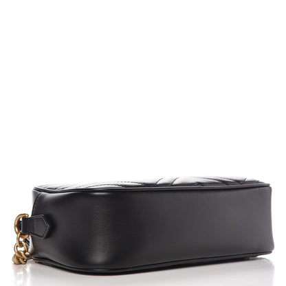 Gucci Calfskin Matelasse Small GG Marmont Chain Shoulder Bag Black 4 of 7