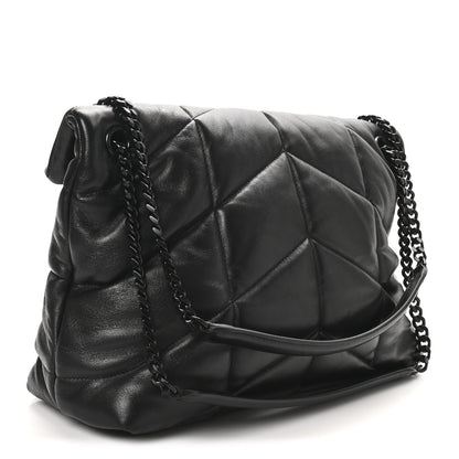 Saint Laurent Lambskin Quilted Monogram Monochrome Medium Loulou Puffer Chain Satchel Black 3 of 10