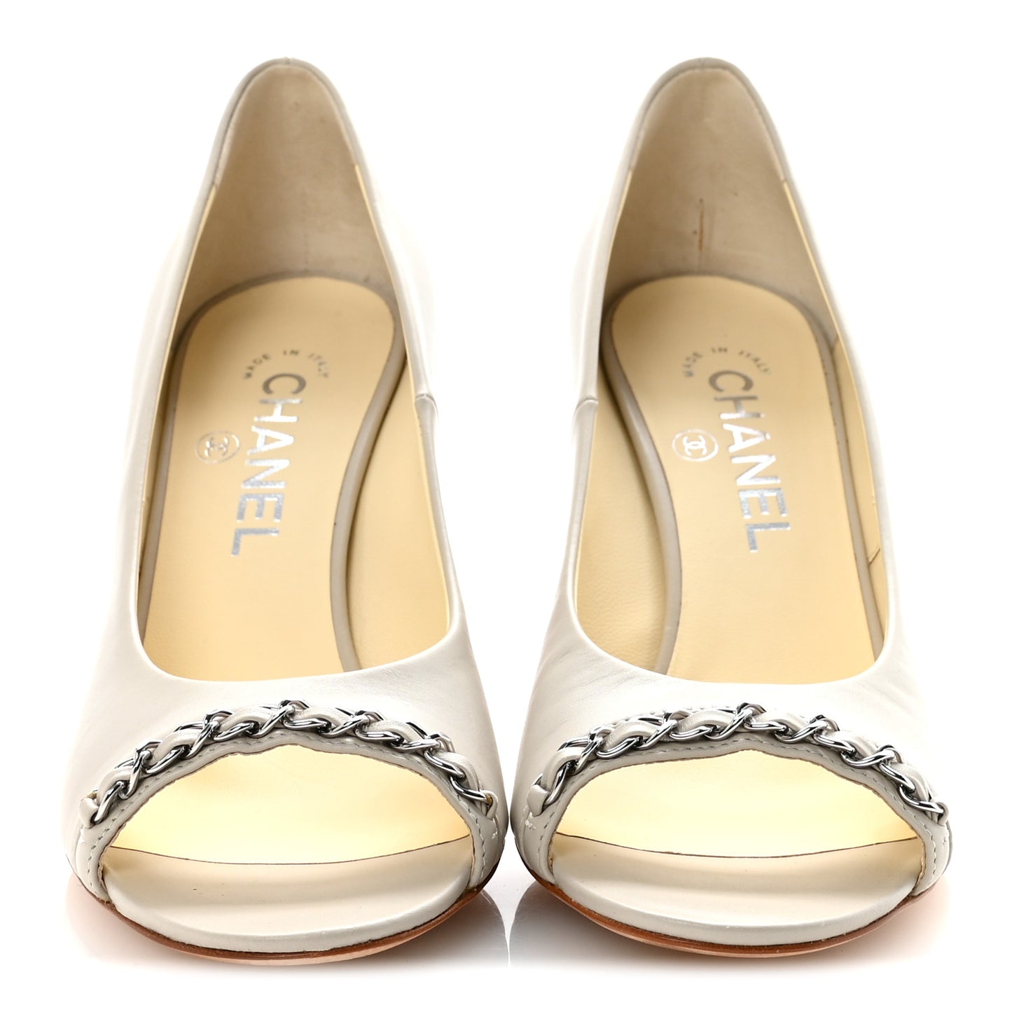 Lambskin Peep Toe CC Pumps 38 Grey