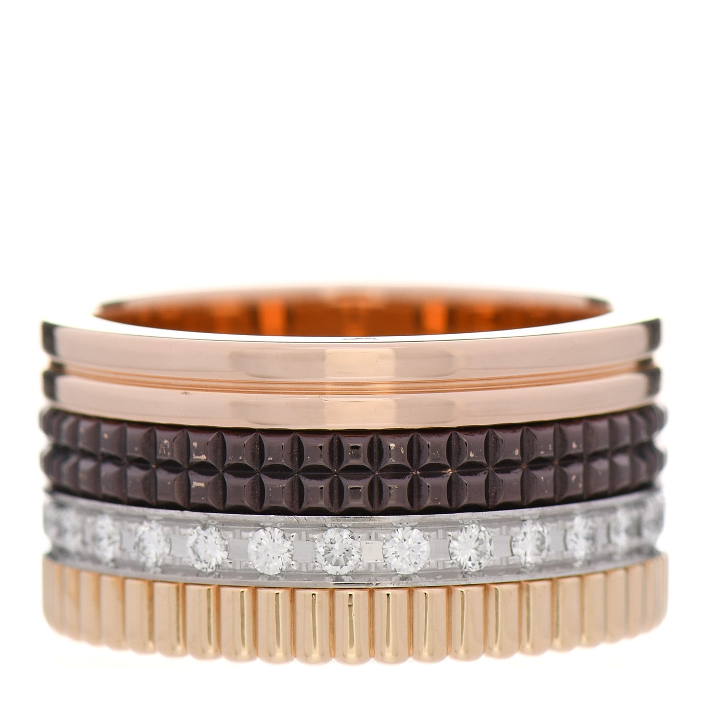 18K Pink Yellow White Gold Diamond PVD Large Quatre Classique Ring 58 8.25