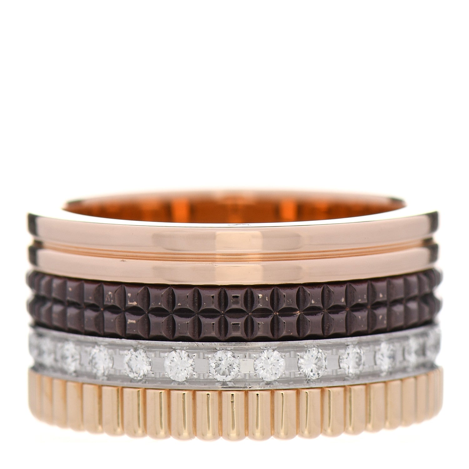 Boucheron 18K Pink Yellow White Gold Diamond PVD Large Quatre Classique Ring 58 8.25 1 of 7