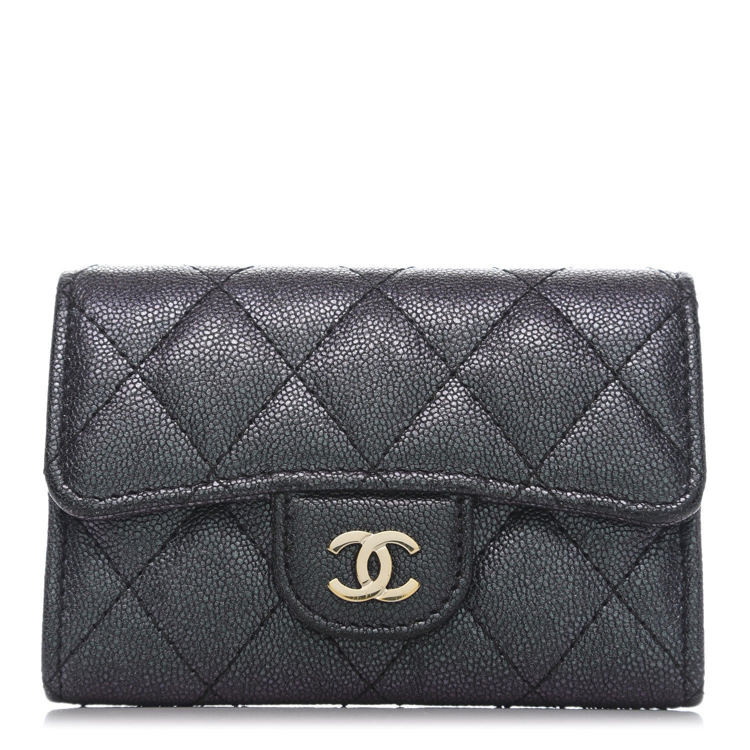 Chanel Iridescent Caviar Flap Quilted Card Holder Black 1 of 9