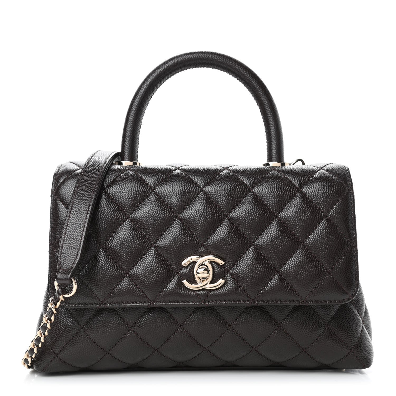 Chanel Caviar Quilted Mini Coco Handle Flap Dark Brown 1 of 5