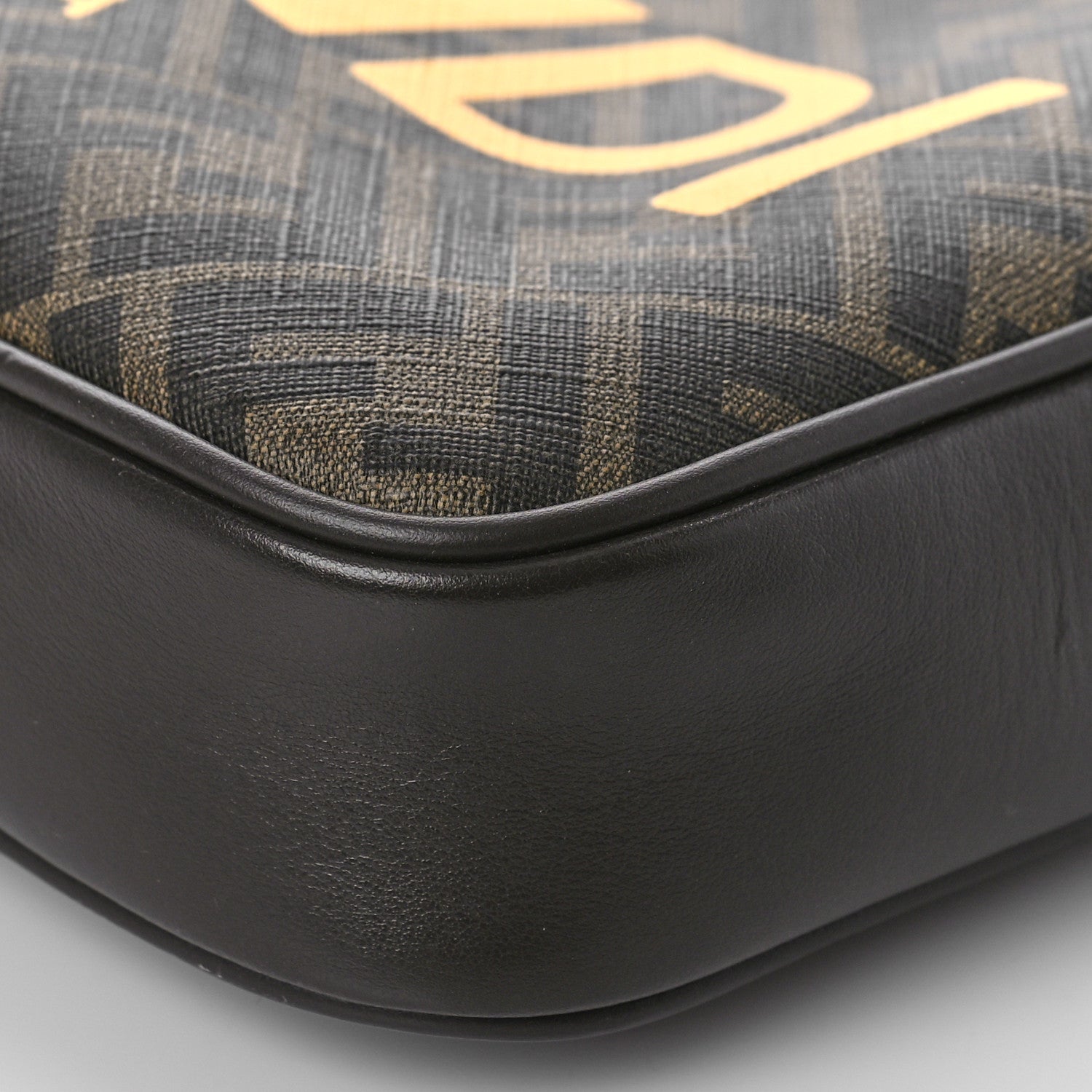 Fendi Shiny Glazed Fabric Vitello Cover FF 1974 Logo Medium Camera Case Tobacco Moro Giallo Ebano 9 of 9