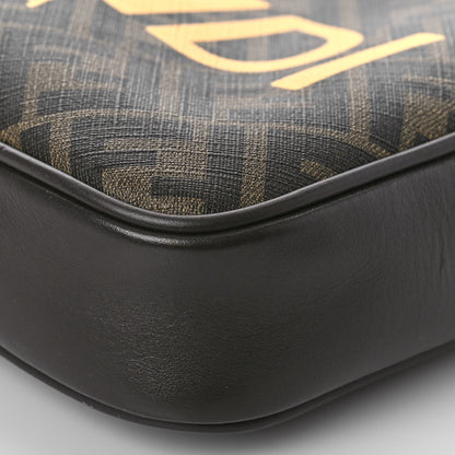 Fendi Shiny Glazed Fabric Vitello Cover FF 1974 Logo Medium Camera Case Tobacco Moro Giallo Ebano 9 of 9