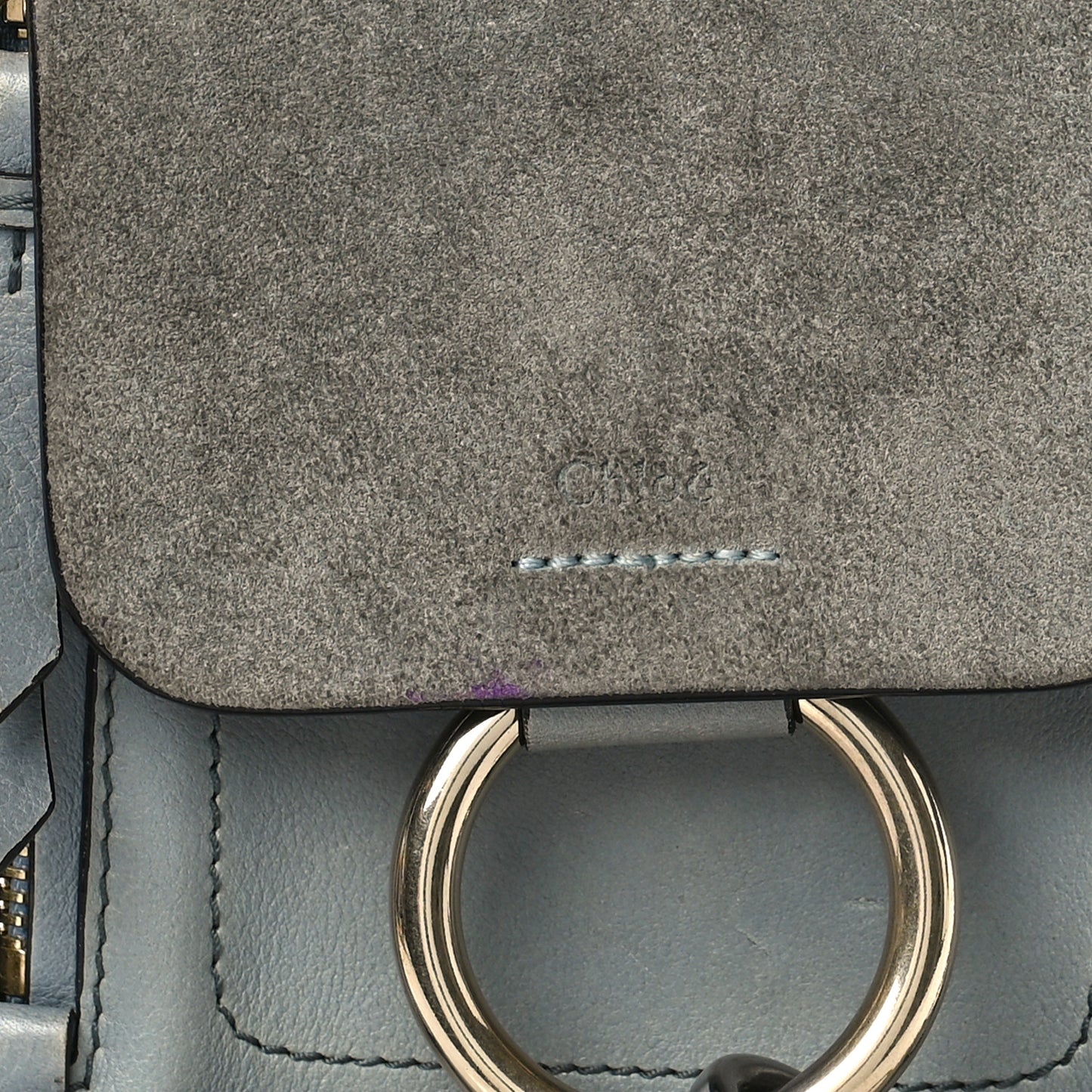 Suede Calfskin Mini Faye Backpack Washed Blue