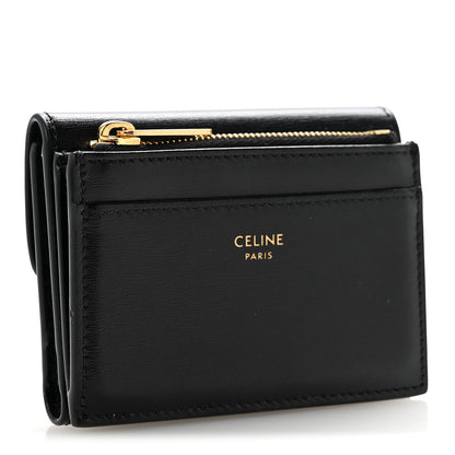 Celine Calfskin Compact Triomphe Wallet With Coin Purse Black 3 of 10