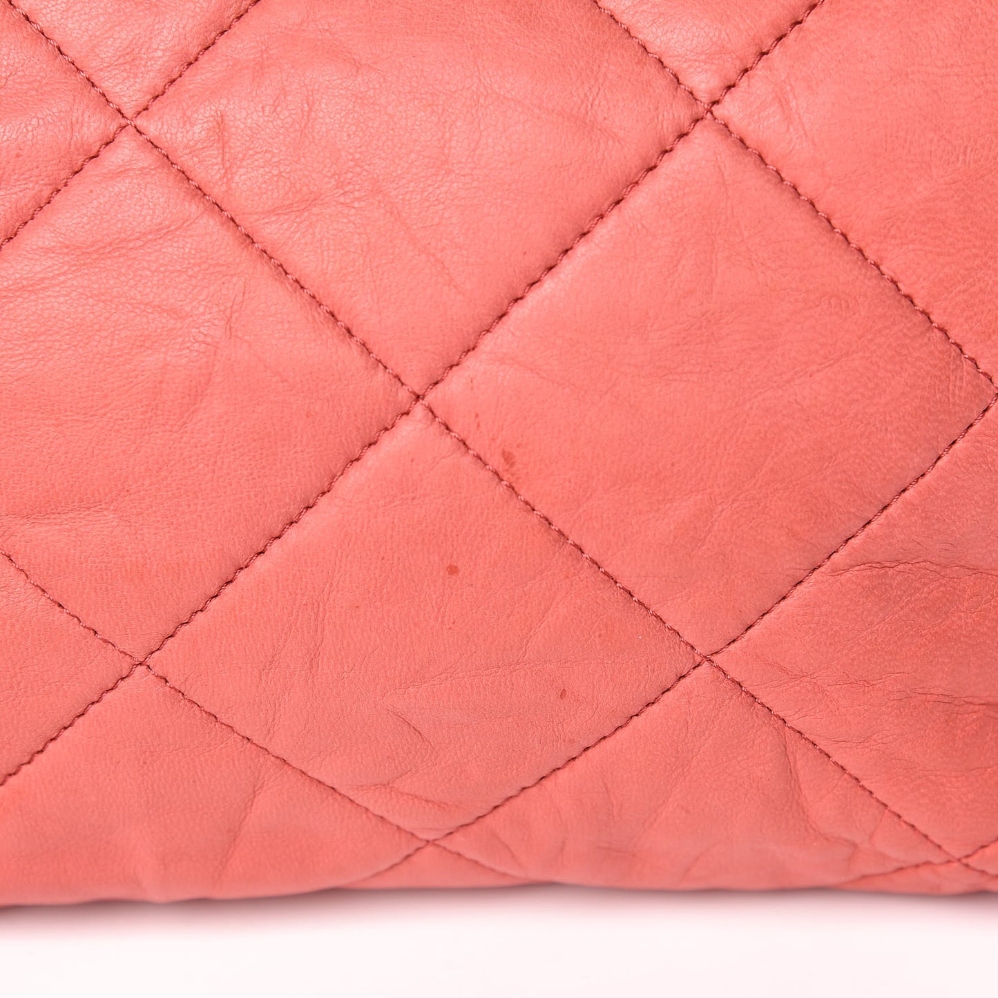 Lambskin Quilted Amalia Cosmetic Pouch Coral