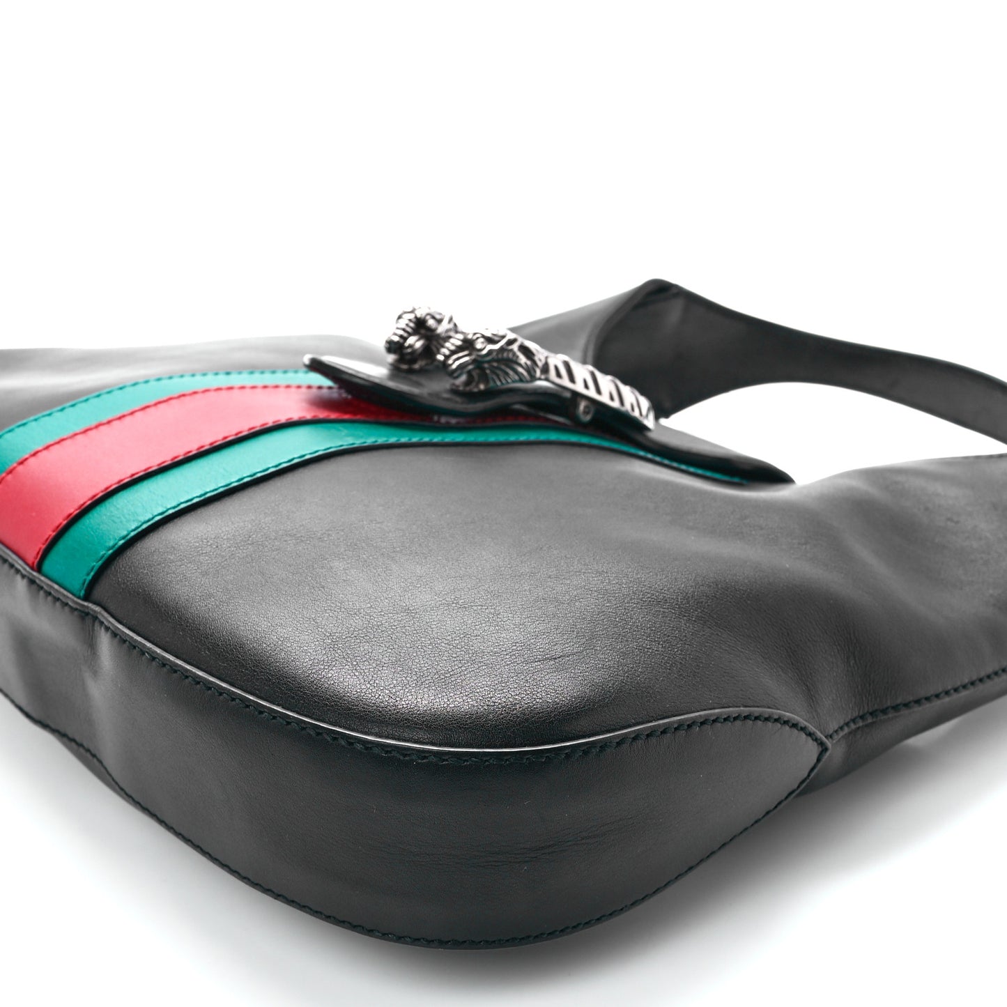 Calfskin Web Stripe Small Dionysus Hobo Black