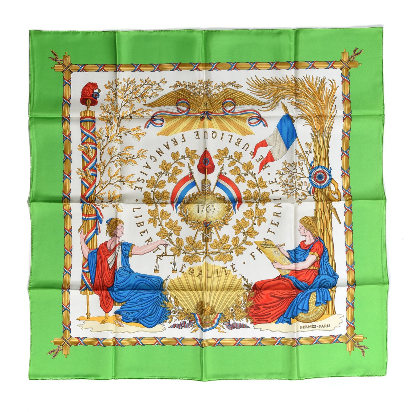 Silk Republique Francaise Liberte Egalite Fraternite 1789 Scarf 90